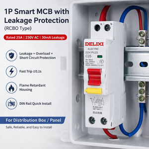 Disjoncteur miniature intelligent 1P 25A sur rail DIN AC MCB Protection contre les fuites 4,5 kA Capacité de coupure Matériau polycarbonate DELIXI - Product Image 1