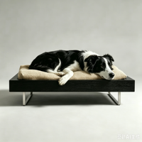 Modernes Luxuriöses Holz-Hundebett für Innen und Außen Minimalistisches Luxus-Haustierbett Handgefertigter Holzrahmen mit Ultra-Weichem Kissen