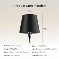 Lampe de table moderne à LED rechargeable par USB, à poser sur une bouteille de vin, portable, avec commande tactile, abat-jour en métal, pour l'éclairage de la chambre à coucher