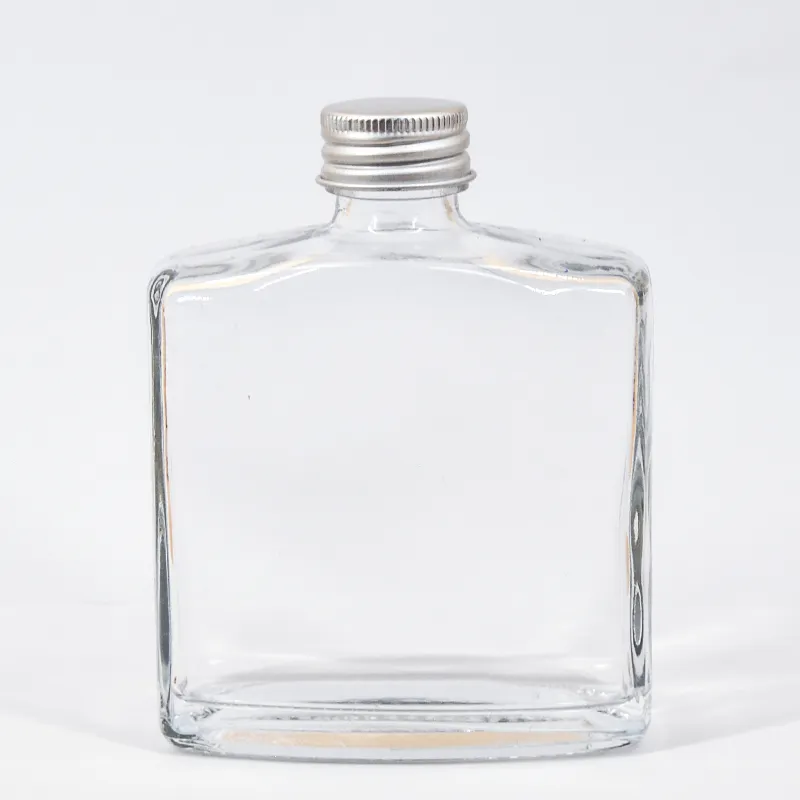 小型ガラス瓶フラットミニフラスコ酒瓶50ml 100ml 180ml