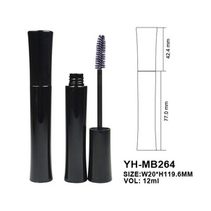 Tube vide en PETG noir mat personnalisé pour mascara, forme cintrée, avec bouchon à vis et sérigraphie pour marque de maquillage - Product Image 2