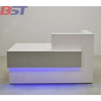 Comptoir de réception moderne personnalisé avec éclairage LED, design noir, pour petits magasins de vêtements