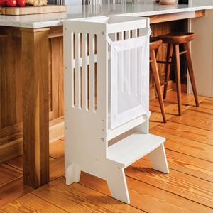 Tour <span class=keywords><strong>d</strong></span>'apprentissage en bois robuste pour tout-petits, style Montessori, marchepied de cuisine avec barrière de sécurité - Product Image 2