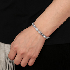 Colar de Corrente Tennis Banhado a Ouro/Prata Estilo Hip Hop com Zircônias Baguete Cravejadas de 7mm – Lançamento Quente - Product Image 3