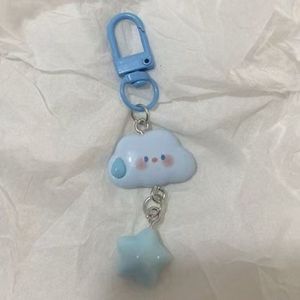 Porte-clés en résine imprimé UV Nuage Étoile, Cadeau pour meilleure amie, Breloque de sac créative avec expression muette, Fourniture pour petites entreprises, Pour couple, Vente en gros - Product Image 3