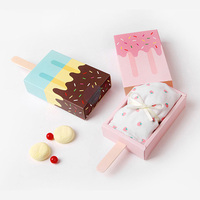 Boîte cadeau pliable en papier couleur macaron, forme de bâtonnet de glace de dessin animé, emballage pour bonbons, idéale pour les fêtes et les friandises