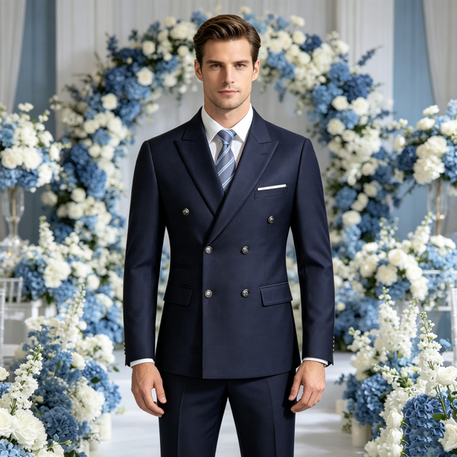 Wholesale Customization Men 2 Pieces Wedding Set, Customizable Many Colors Double-breasted Business Suits