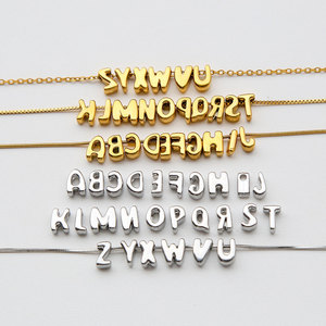 Mini Personalized Name Gold Plated Brass Trendy Link 3D Bubble Letter <strong>Initial</strong> Name <strong>Necklace</strong> <strong>Children's</strong> Hinduism Gift DIY - Product Image 5