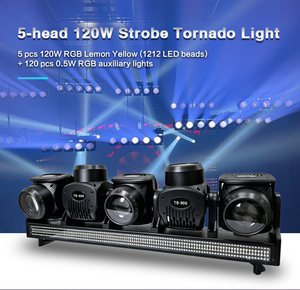Nuovo Arrivo Faro Mobile a 5 Teste 120W Tornado con Strobo, Effetto Beam Wash RGB, DMX512 RDM per DJ, Club, Matrimoni, Eventi e Illuminazione Scenica - Product Image 2