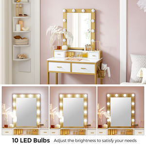 <span class=keywords><strong>VASAGLE</strong></span> Table de toilette de luxe en gros avec miroir de maquillage à 10 lumières <span class=keywords><strong>LED</strong></span> et tiroirs - Product Image 3