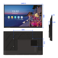 Papan Tulis Interaktif Digital Layar 4K 65 Inci 20 Titik Sentuh Sistem Ganda Papan Interaktif Konferensi Pendidikan