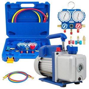 Bomba de vacío de paletas rotativas de una etapa RS-1 para recuperación de refrigerante en HVAC y aire acondicionado automotriz. Kit opcional: Manómetro y manguera BY-VP006 Sin - Product Image 1