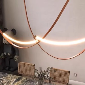 Lampada <span class=keywords><strong>a</strong></span> <span class=keywords><strong>Sospensione</strong></span> in Pelle Moderna per Soggiorno, Hotel, Ufficio, Ristorante, Lampadario <span class=keywords><strong>di</strong></span> <span class=keywords><strong>Design</strong></span> <span class=keywords><strong>di</strong></span> Lusso con LED - Product Image 2