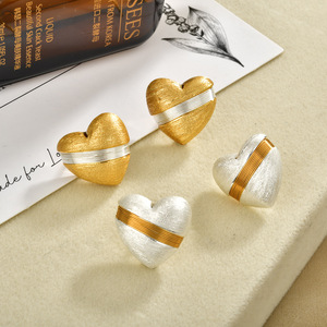 Heart Stud <b>Earrings</b> Gold Plated Alloy Women's Fashion Jewelry Gift - Product Image 1