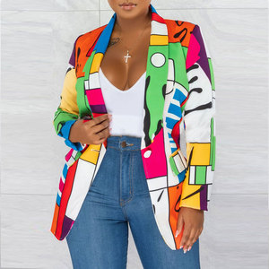 2025 <span class=keywords><strong>Blazer</strong></span> autunno S-3XL alla moda abbigliamento da donna stampato Plus Size <span class=keywords><strong>Blazer</strong></span> monopetto da donna - Product Image 3