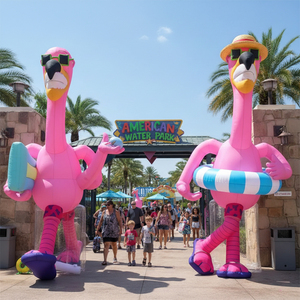 Arco de Entrada Inflable Airvon Twin Flamingo, Estructura Decorativa de Gran Escala para Parques Temáticos - Product Image 1