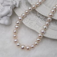 Perles d'eau douce naturelles à fort lustre, forme presque ronde, 8-9 mm, pour la création de colliers, bracelets et artisanat DIY