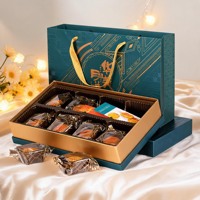 Scatola Regalo di Lusso per Mooncake con 8 Scomparti in Lamina d'Oro, Confezione Rigida in Cartone per Alimenti, Cioccolato e Pasticceria, Personalizzabile con Logo, Vendita all'Ingrosso