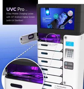 Y2Power UVC Pro – Casier de charge et de désinfection pour téléphones avec 8 compartiments (y compris 2 grands compartiments pour iPad) et écran publicitaire en option pour support - Product Image 2
