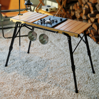 Table pliante IGT légère en aluminium réglable, capacité de charge de 60 kg, couleur noire, hauteur de 41 à 60 cm, portable pour pique-nique en plein air et camping