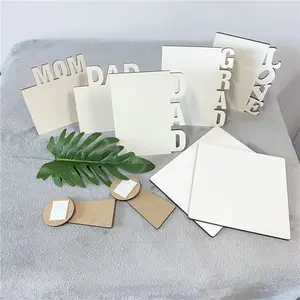 Glosy白色DIY MDF硬纸板木制相框空白升华画框带支架用于升华油墨转移