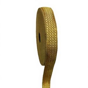 Handmade Ceremonial Gold Embroidered Mylar Lace <b>Braid</b> Fabric Traditional Fashion-Style <b>Accessory</b> Decoration with Thread Stand - Product Image 1