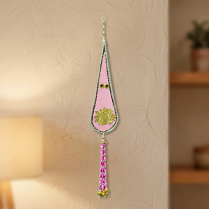 Artificial Traditional Pastel Teardrop <b>Pink</b> Latkan Hanging Cloth Material Indoor Decoration - Product Image 3