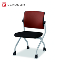 Chaise de conférence mobile LEADCOM LS-542A, empilable, avec coussin en tissu et roulettes, pour salle de réunion