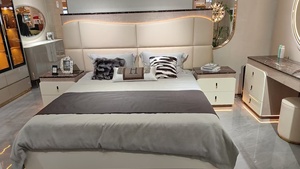 Juegos de Dormitorio de Lujo Estilo Turco, Cama King Size Elegante con Luces LED, Muebles para el Hogar - Product Image 3