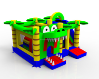 Ensemble de château gonflable à thème de jungle de crocodile commercial pour enfants, maison de rebond, château de saut, combo avec toboggan
