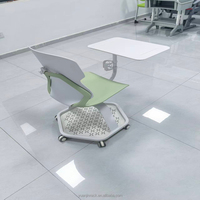 Table de formation scolaire et de bureau intégrée moderne et durable avec chaise, tableau d'écriture, pliable, en métal, réglable en hauteur, ergonomique