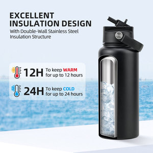 OEM 32oz Double <b>Wall</b> 4-in-1 Straw Lid Vacuum Flask Powder Coated Wide Mouth Sports Flask for Gym Fitness Training - Product Image 2