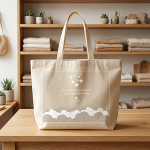 Bolsa de Compras de Lona de Algodón Ecológica Personalizable, Bolsa Reutilizable Sostenible de Tamaño Mediano - Product Image 1