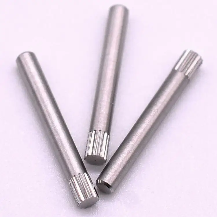 Batang Knurling Stainless Steel, Spline Pin presisi logam keras, poros Knurling, Pin poros mesin kustom