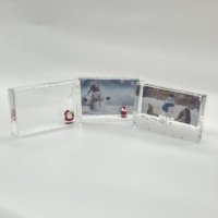 Cadre photo personnalisé en acrylique liquide avec figurine flottante du Père Noël et flocons de neige scintillants pour Noël – Vente en gros, plusieurs tailles