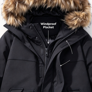 Parka Unisex Oversize Vintage con Cappuccio e Bordo in Pelliccia, Giacca Invernale Spessa e Calda, Antivento, con Patta Antipioggia, Tasche con Zip, Lunghezza Media, Personalizzabile - Product Image 5