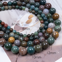 Perles rondes lisses en agate indienne naturelle 6mm 8mm 10mm 12mm, multicolores, pour la fabrication de bracelets et de colliers