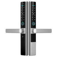 Serrure de porte intelligente extérieure étanche IP65, double lecteur biométrique, profil mince, cadre en alliage d'aluminium, contrôlée par application
