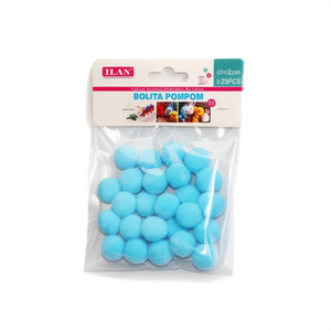 Palline Pompom ILAN 2.0 Cm Blu Cielo 25 Pezzi Decorazioni Artigianali - Product Image 2