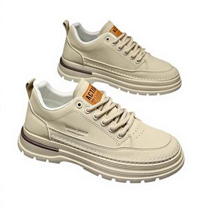 Chaussures habillées pour hommes en cuir véritable de style britannique, à lacets, bout rond, respirantes, légères, antidérapantes, avec empeigne en maille - Product Image 1