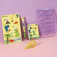 Ensemble de papeterie pour enfants sur le thème des dinosaures, fournitures scolaires, coffret cadeau avec carnet, ruban correcteur, stylo multicolores pour enfants