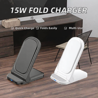 Nouveau support de chargeur sans fil pliable de bureau électrique avec port de charge rapide 15W de type C pour téléphones mobiles universels