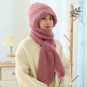 Automne hiver intégré laine chapeau écharpe en peluche écureuil conception bonnets boutonné cou Protection coupe-vent tricoté chapeau en plein air - Product Image 5