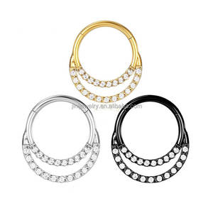 Toptan G23 titanyum açacağı CZ yarım <span class=keywords><strong>Hoop</strong></span> ve menteşeli Segment <span class=keywords><strong>Hoop</strong></span> burun yüzük Septum ve kıkırdak tıkırtı vücut Piercing takı - Product Image 5