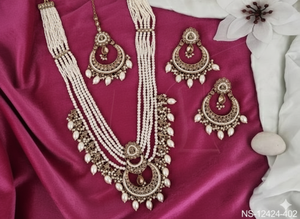 Ensemble de colliers en or mat de style antique, bijoux fantaisie, style traditionnel, pour les fêtes, collier élégant pour femmes - Product Image 4