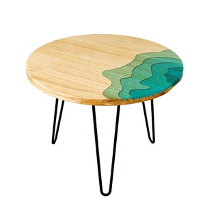 LC-1180, legno massello Piccolo Tavolino di Legno Rotondo In Resina Epossidica Trasparente Caffè orologio Da Tavolo In Resina Tavolo Da Tè Con Il <span class=keywords><strong>Lago</strong></span> o di Acqua Modello - Product Image 2