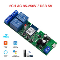Commutateur intelligent AC220V Tuya 85-250V 2CH Module de relais WiFi 5V 12V 24V 433MHZ RF télécommande Google Home Alexa Tuya 2CH récepteur