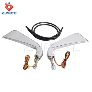 5/16 Inch Xe Máy Gương Side Rear View Gương Với Đèn LED Tín Hiệu Lần Lượt Chạy Ánh Sáng Đối Với Harley Davidson - Product Image 4