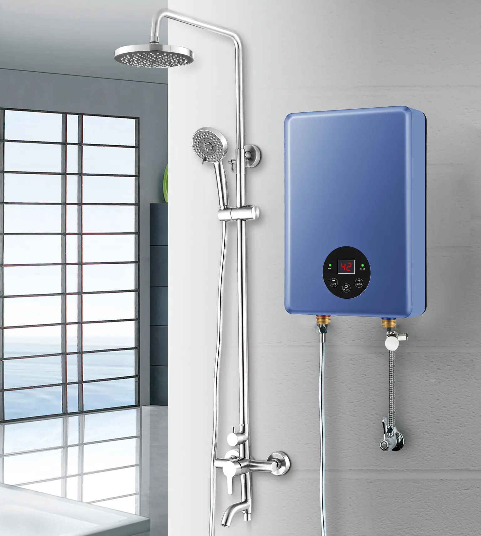 Chauffe-eau électrique à commande tactile pour la salle de bain, 220v, 3500w