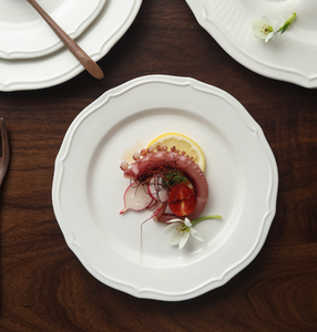 Platos de Cerámica Blancos con Encaje Repujado <span class=keywords><strong>Vintage</strong></span>, Estilo Francés, para Cena, Postre, Pastel, Desayuno, Bodas, Hotel, Catering, <span class=keywords><strong>Vajilla</strong></span> de Alquiler - Product Image 1